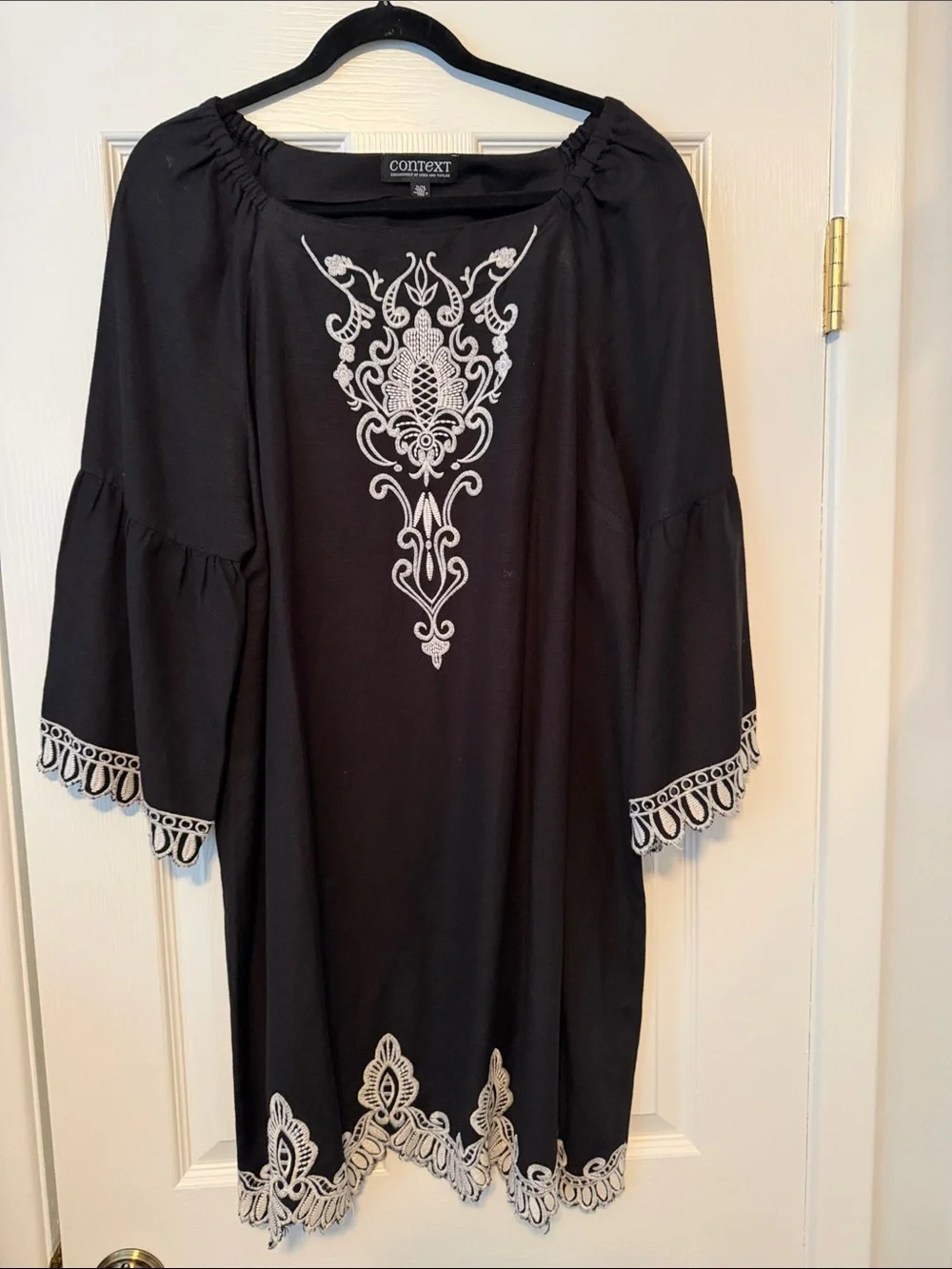 Context Black Tunic with White Embroidered Trim